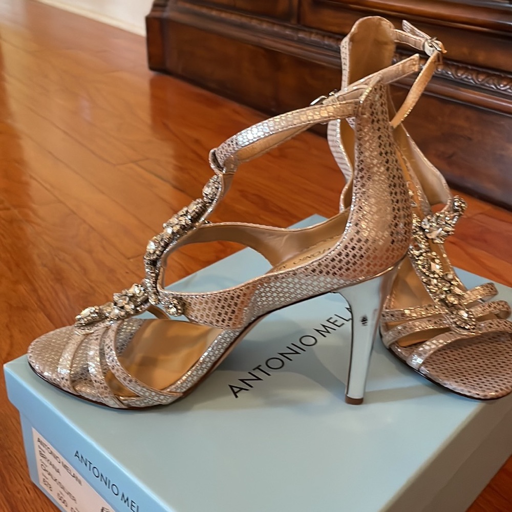 ⭐️Antonio Melanie bryana color chalk silver size 8 women’s heels dressy ⭐️ - Picture 4 of 7